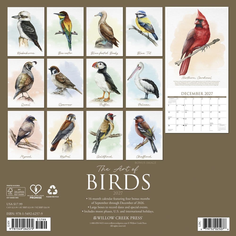 Art of Birds 2027 Wall Calendar First Alternate Image