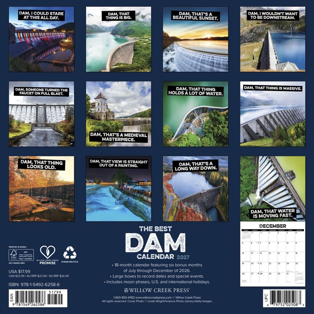 Best Dam 2027 Wall Calendar First Alternate Image