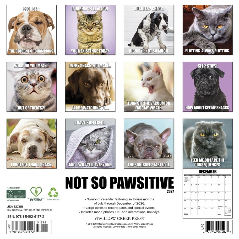 Not So Pawsitive 2027 Wall Calendar First Alternate Image