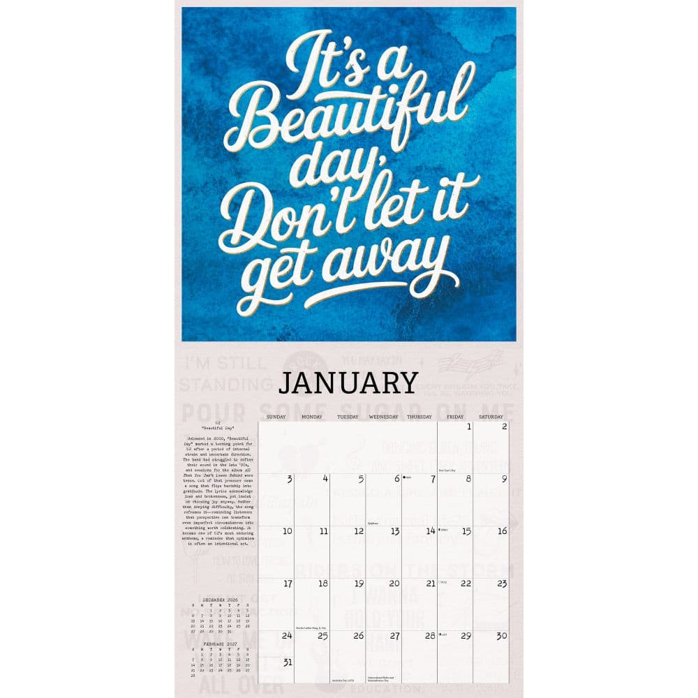 Lyrics to Live By 2027 Wall Calendar Second Alternate Image