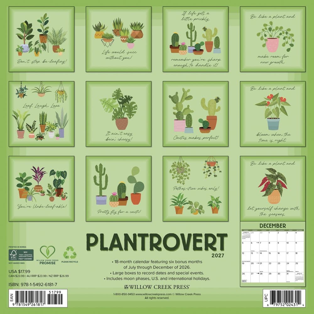 Plantrovert 2027 Wall Calendar First Alternate Image