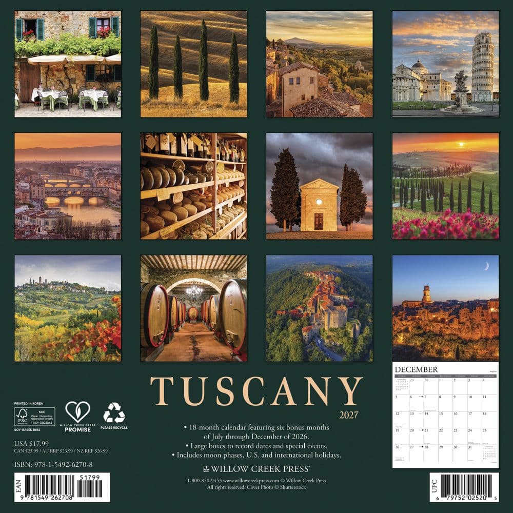 Tuscany 2027 Wall Calendar First Alternate Image