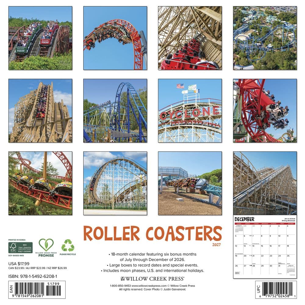 Roller Coasters 2027 Wall Calendar First Alternate Image