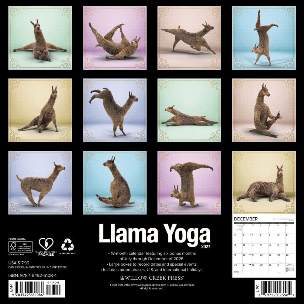 Llama Yoga 2027 Wall Calendar First Alternate Image