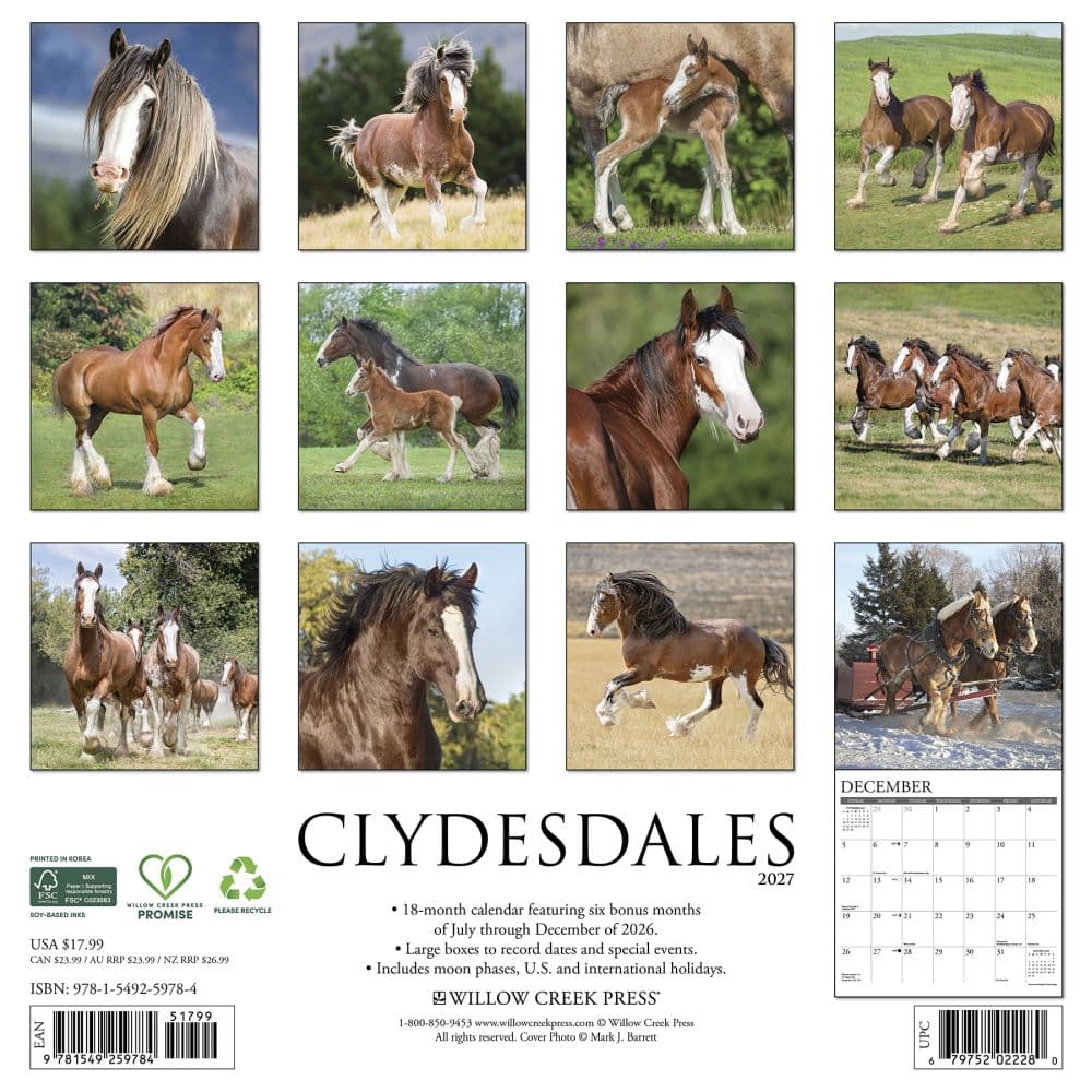 Clydesdales Horses 2027 Wall Calendar First Alternate Image