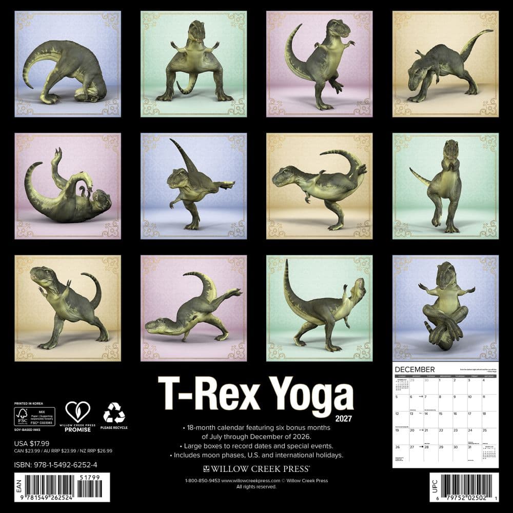 TRex Yoga 2027 Wall Calendar First Alternate Image