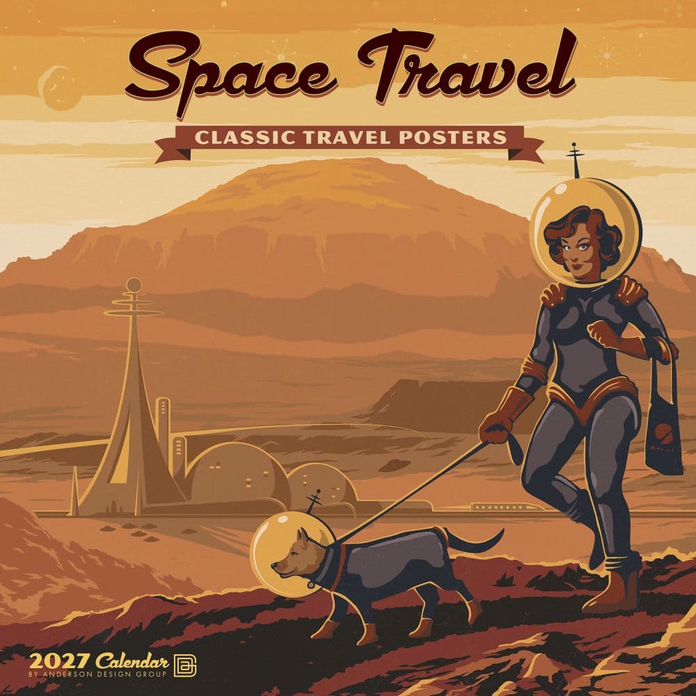 image Space Travel Classic Travel Posters 2027 Wall Calendar Main Product Image