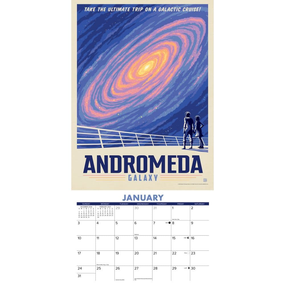 Space Travel Classic Travel Posters 2027 Wall Calendar Second Alternate Image