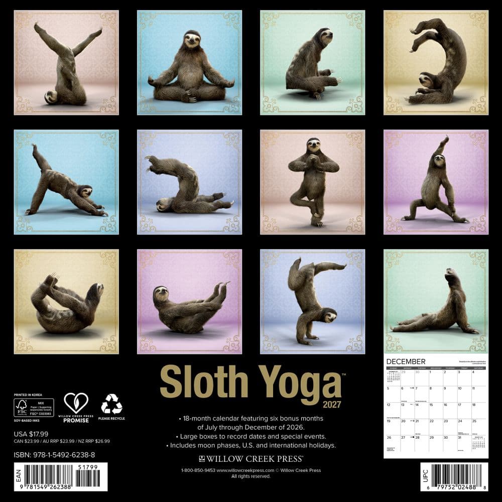 Sloth Yoga 2027 Wall Calendar First Alternate Image