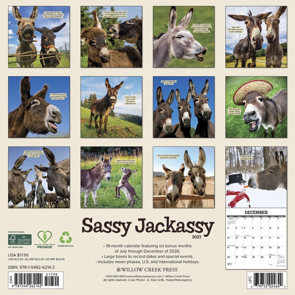 Sassy Jackassy 2027 Wall Calendar First Alternate Image