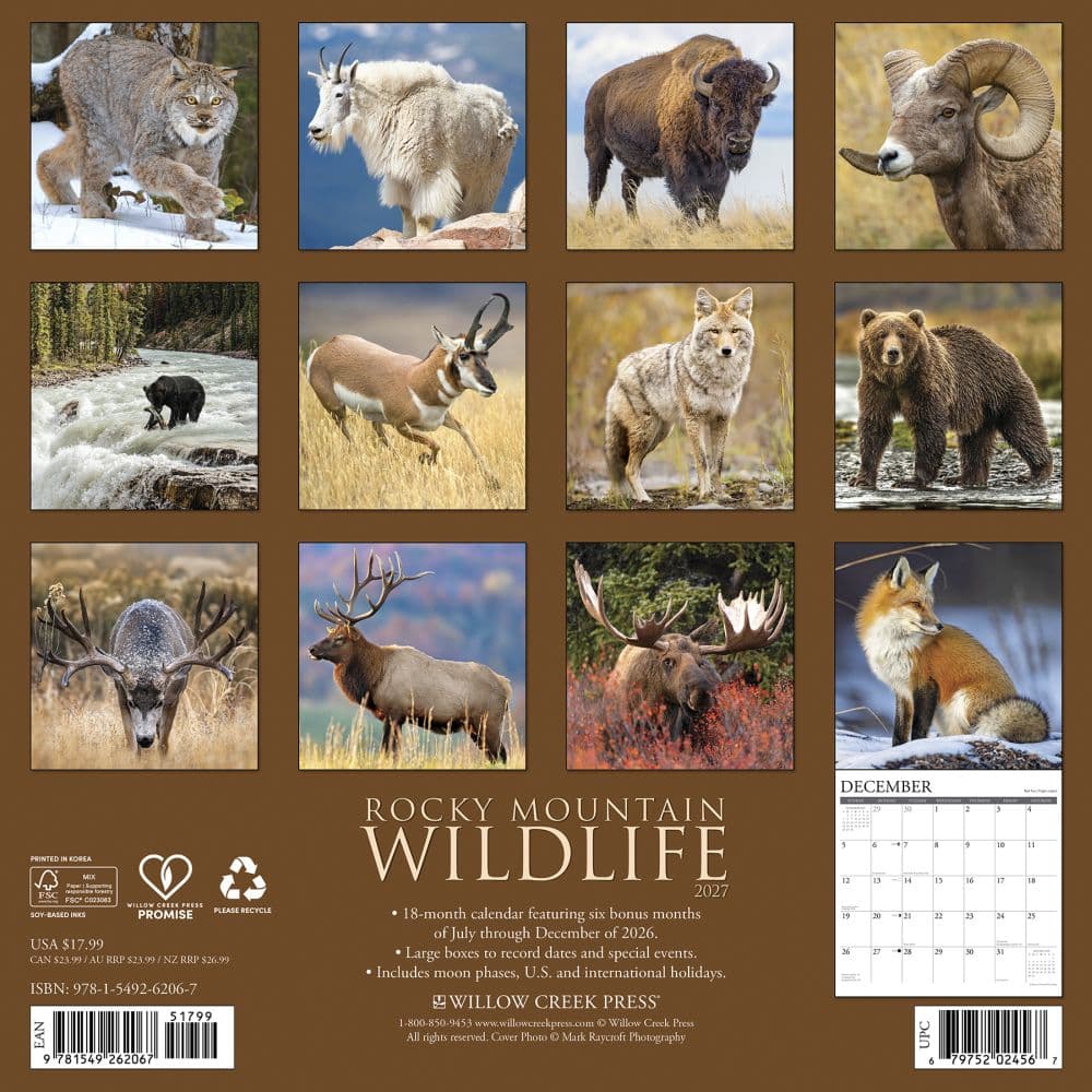 Rocky Mountain Wildlife 2027 Wall Calendar First Alternate Image