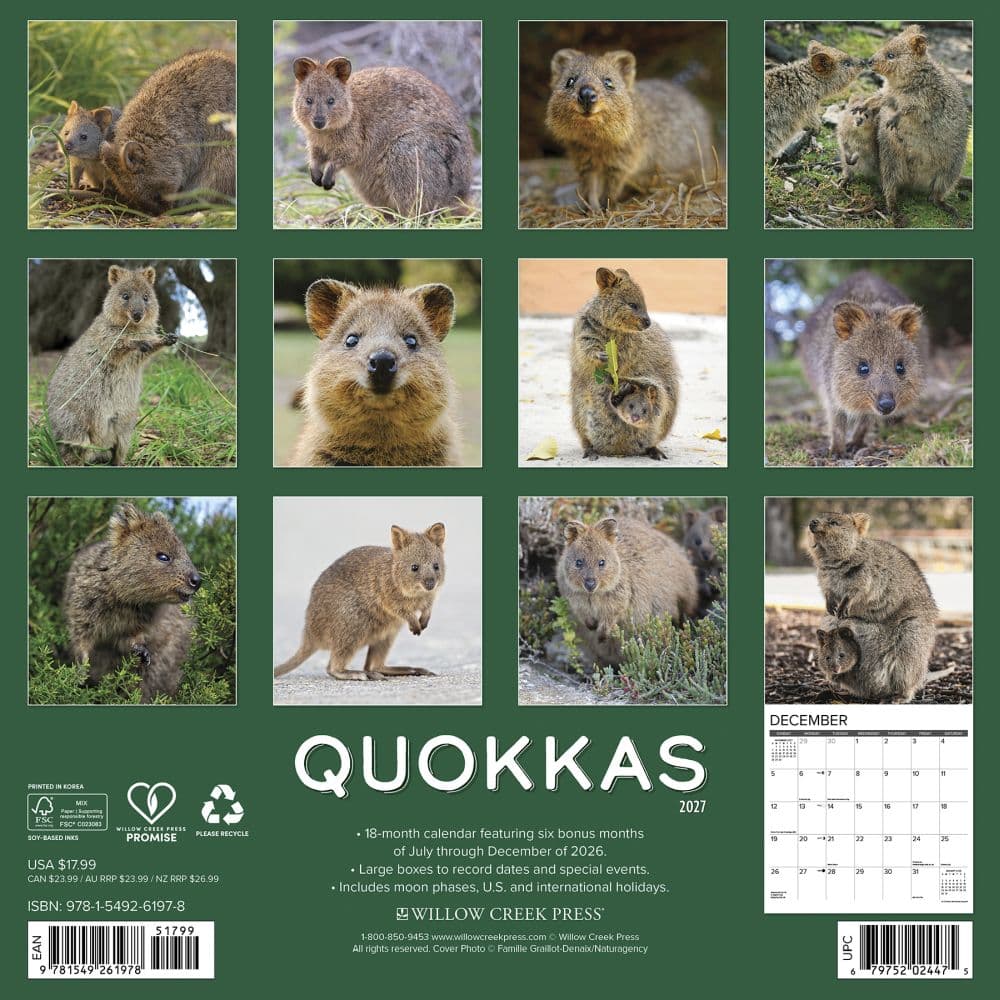 Quokkas 2027 Wall Calendar First Alternate Image