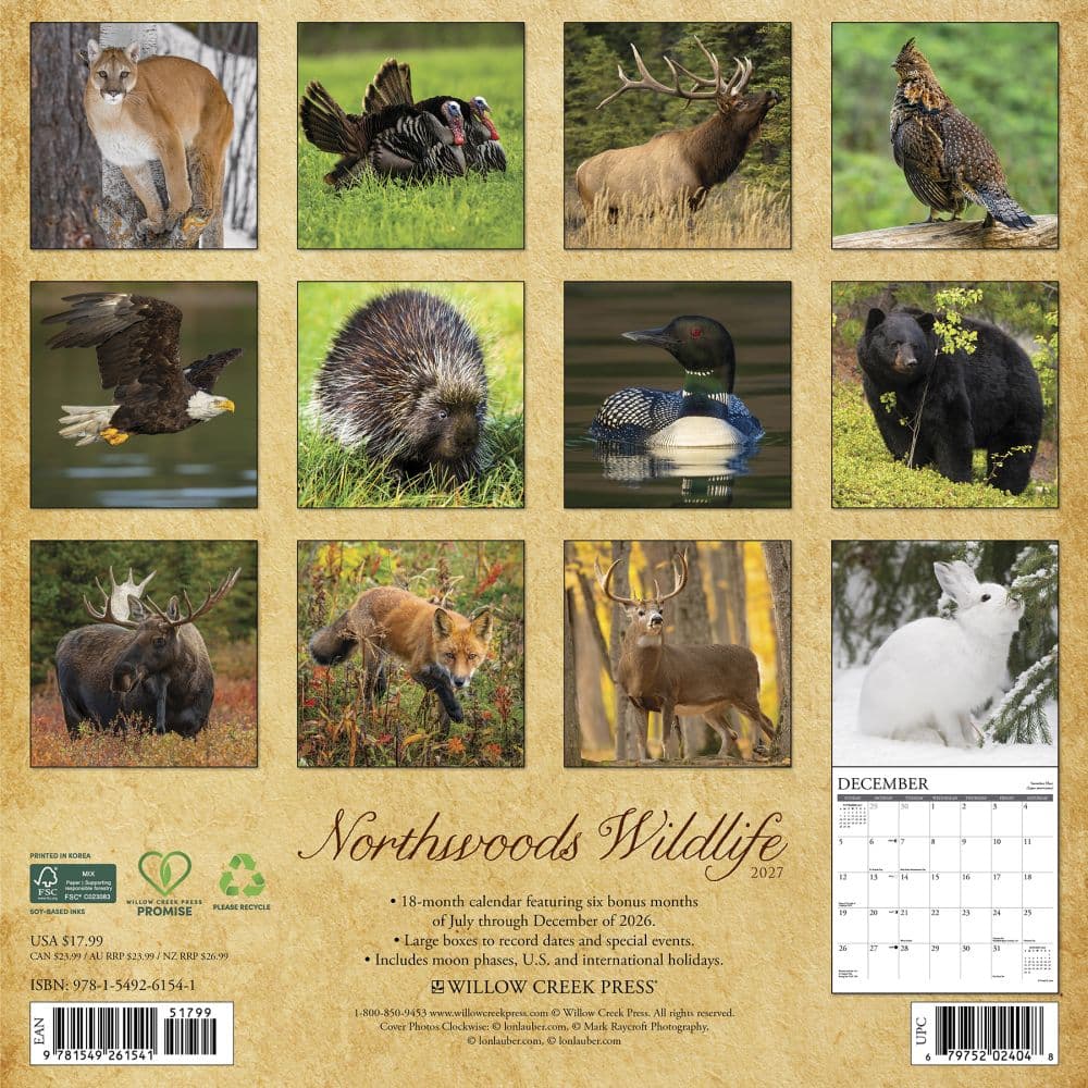 Northwoods Wildlife 2027 Wall Calendar First Alternate Image