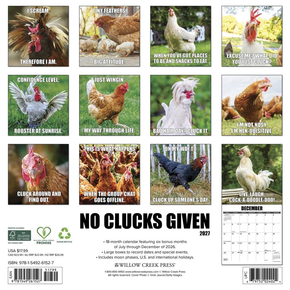 No Clucks Given 2027 Wall Calendar First Alternate Image