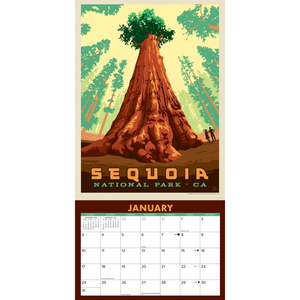 National Parks Classic Travel Posters Wall Calendar Second Alternate Image