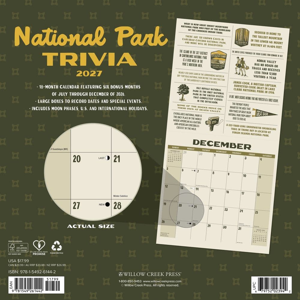 National Park Trivia 2027 Wall Calendar First Alternate Image