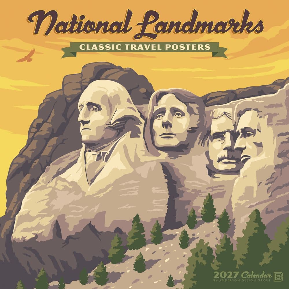 National Landmarks Classic Travel Posters 2027 Wall Calendar Main Product Image