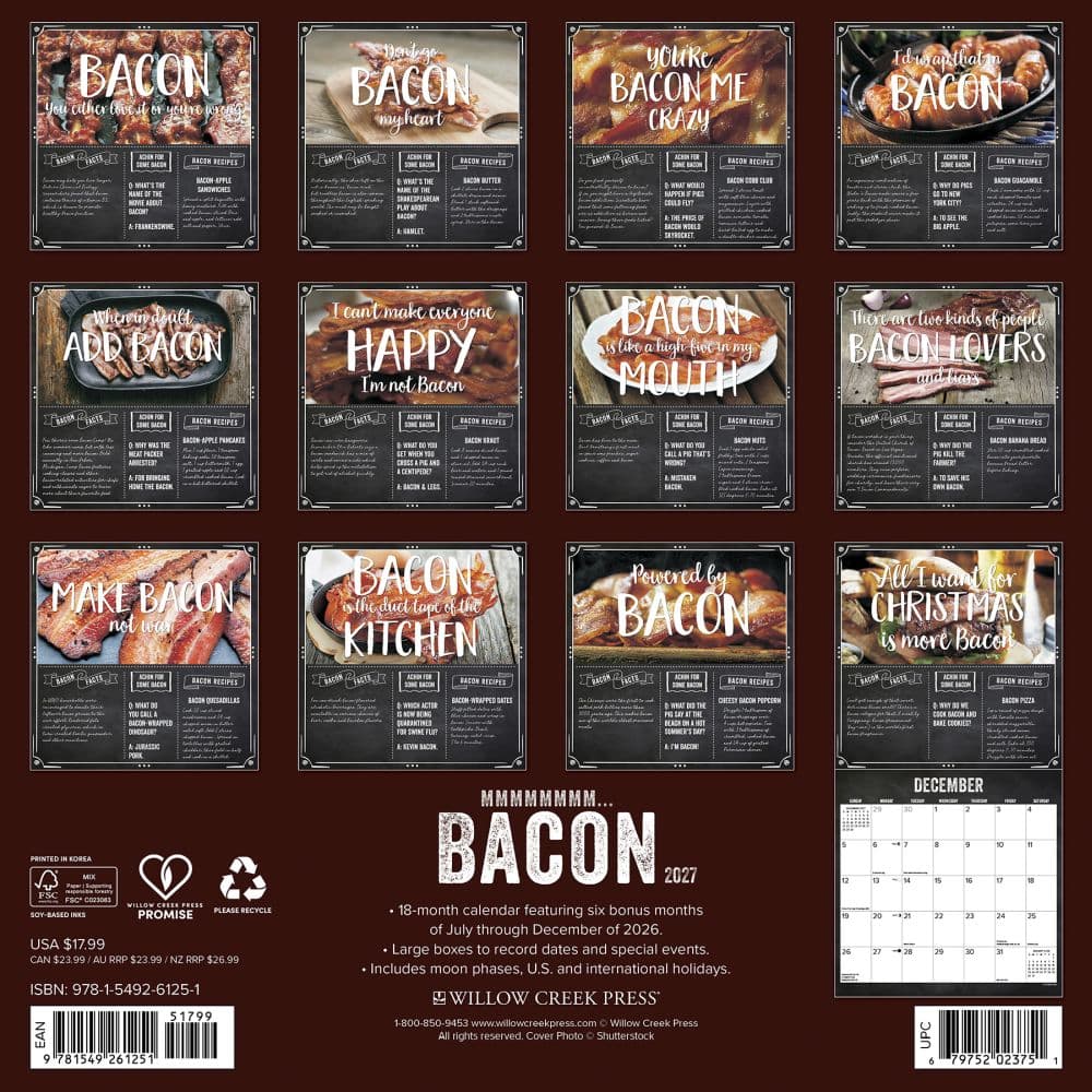 MMMMMMMM Bacon 2027 Wall Calendar First Alternate Image