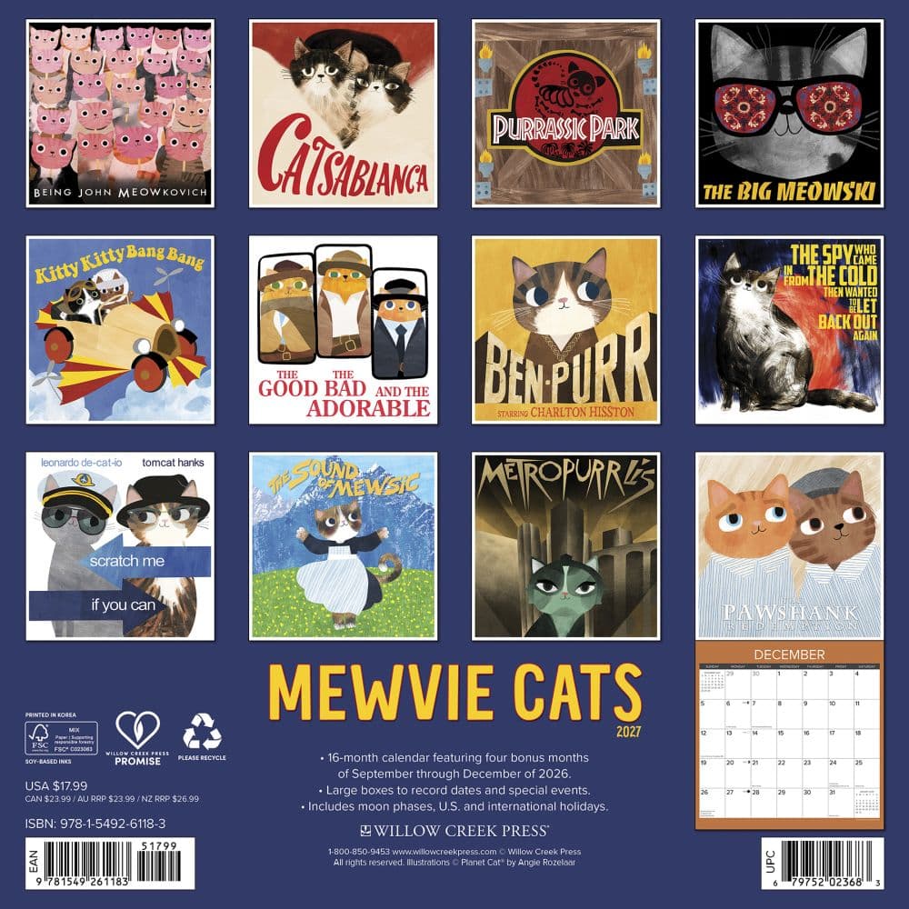 Mewvie Cats 2027 Wall Calendar First Alternate Image