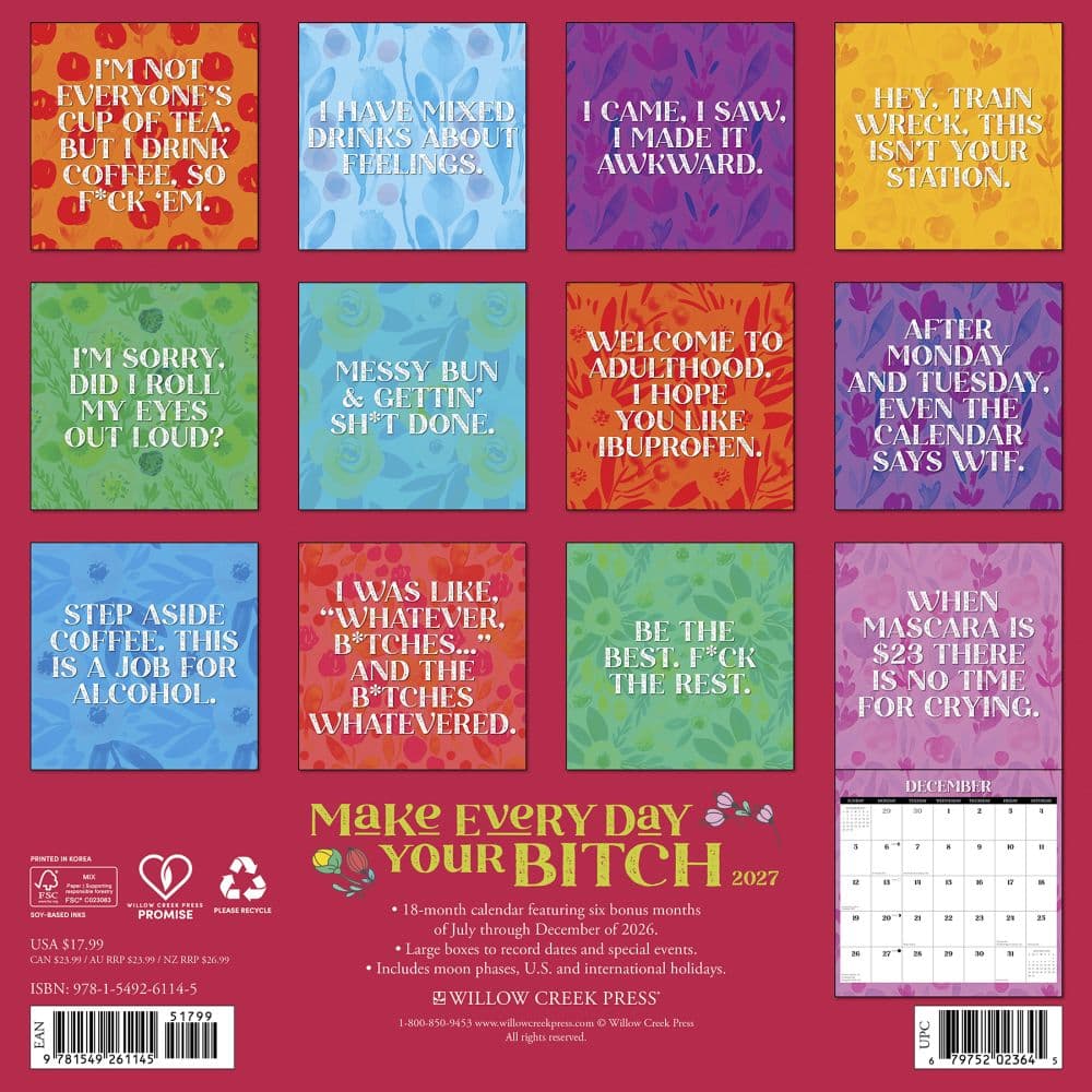 Make Every Day Your Bitch 2027 Wall Calendar First Alternate Image