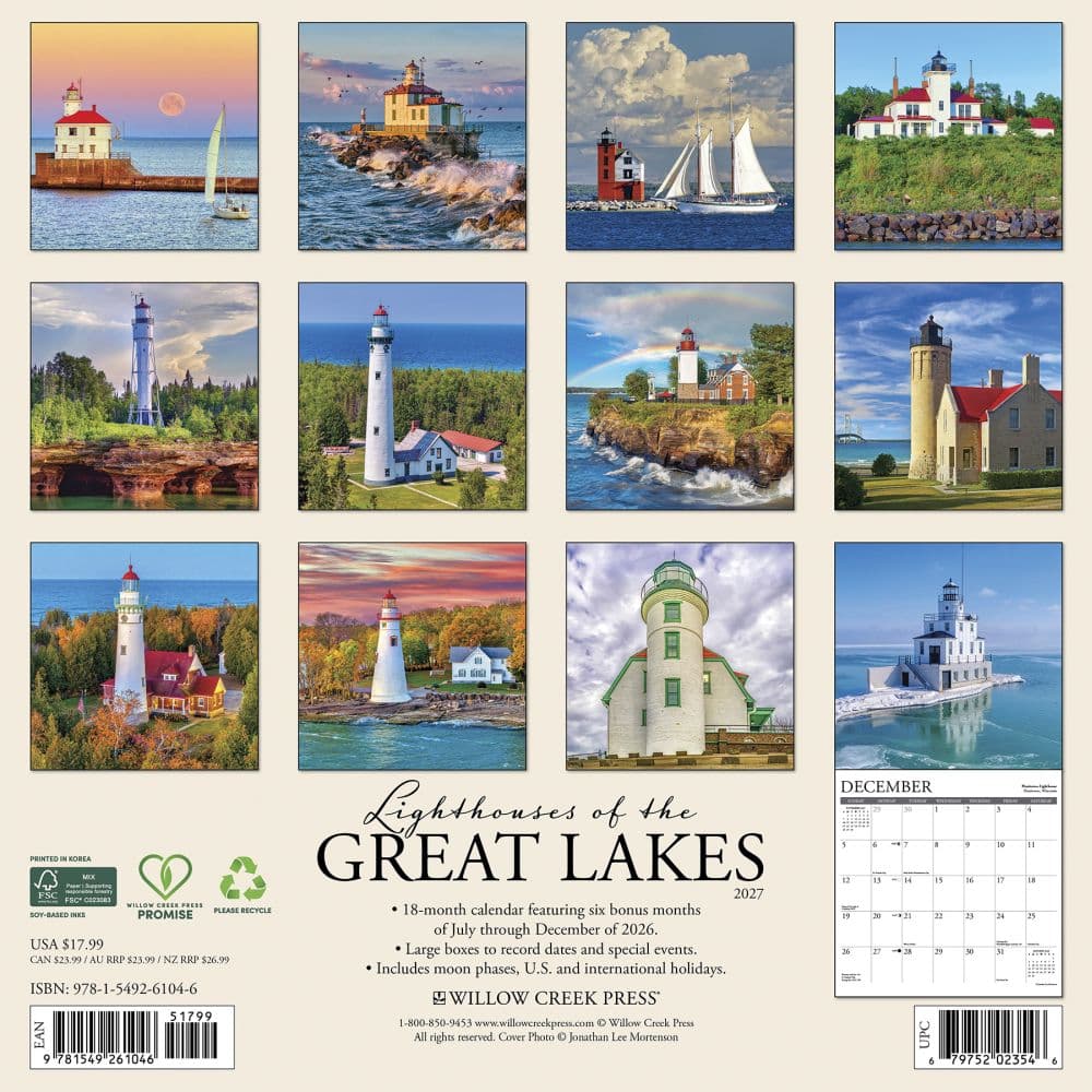 Lighthouses of the Great Lakes 2027 Wall Calendar First Alternate Image