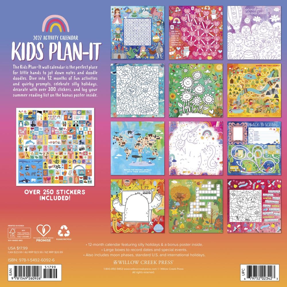 Kids 2027 Plan It Wall Calendar First Alternate Image