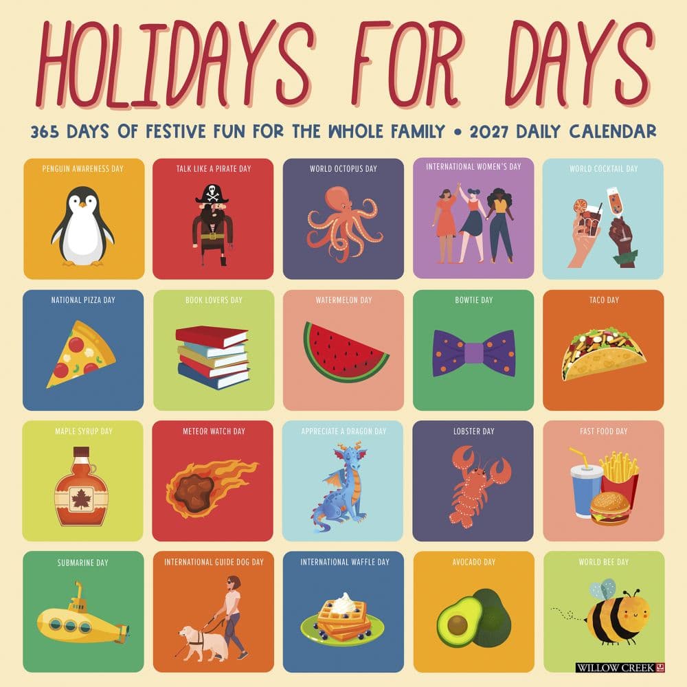 Holidays for Days 2027 Wall Calendar