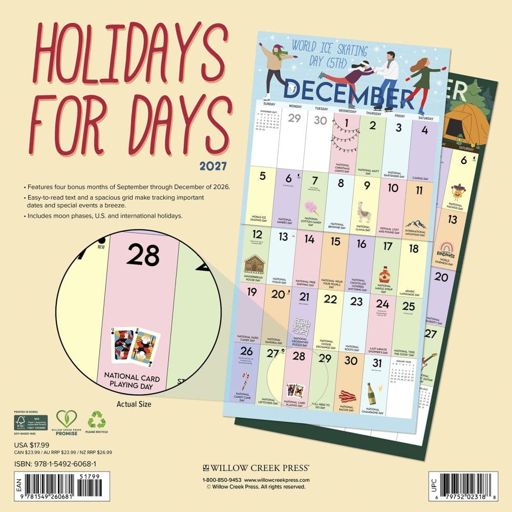 Holidays for Days 2027 Wall Calendar First Alternate Image