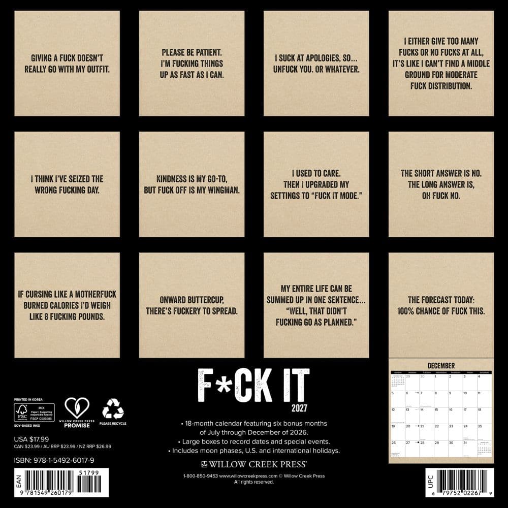 Fck It 2027 Wall Calendar First Alternate Image