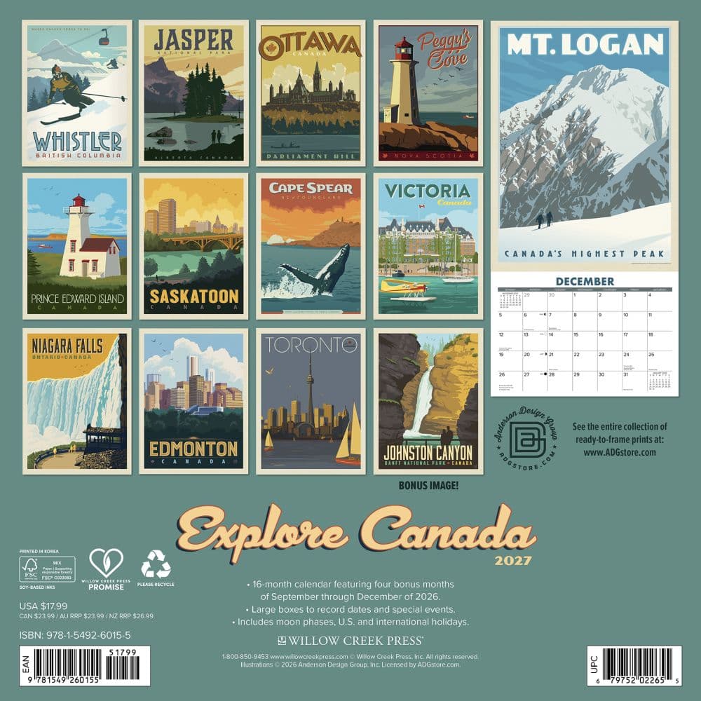 Explore Canada Classic Travel Posters 2027 Wall Calendar First Alternate Image