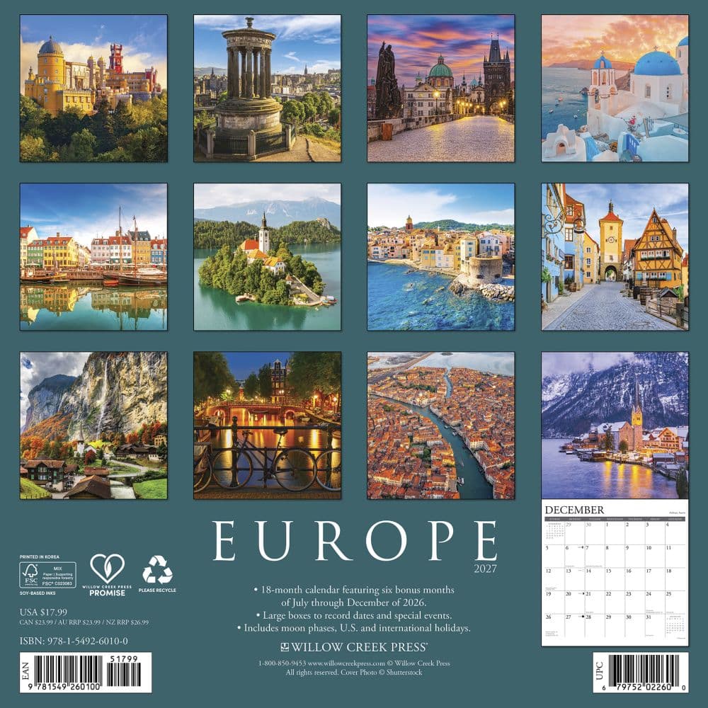 Europe 2027 Wall Calendar First Alternate Image