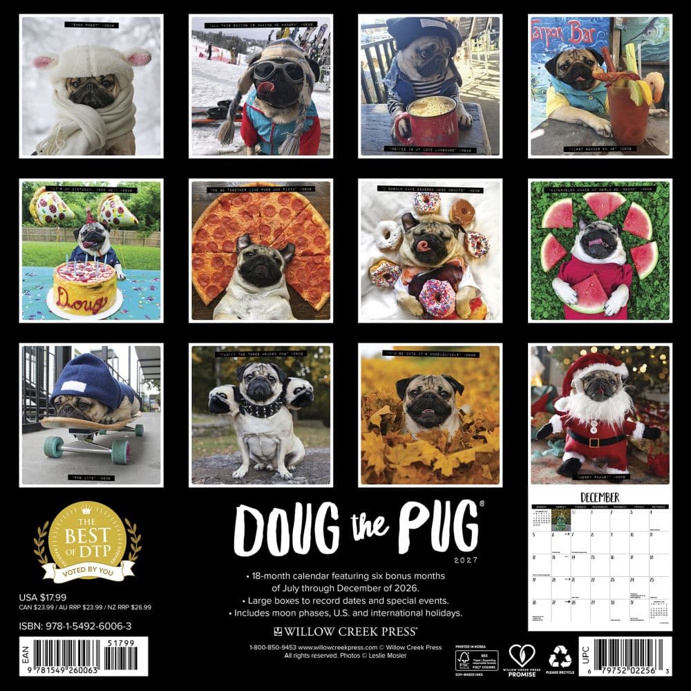 Doug the Pug 2027 Wall Calendar First Alternate Image