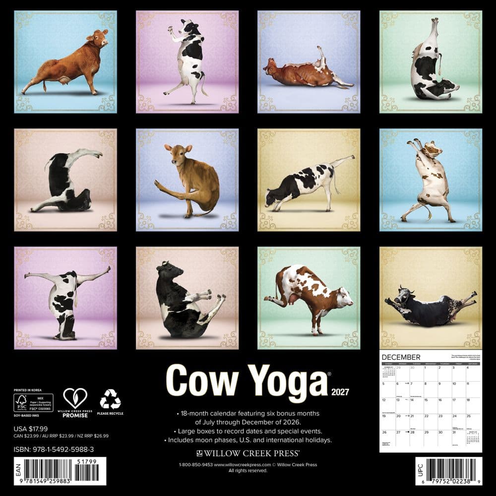 Cow Yoga 2027 Wall Calendar First Alternate Image