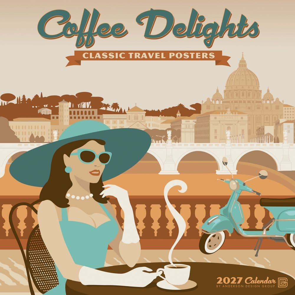 Coffee Delights Classic Travel Posters 2027 Wall Calendar