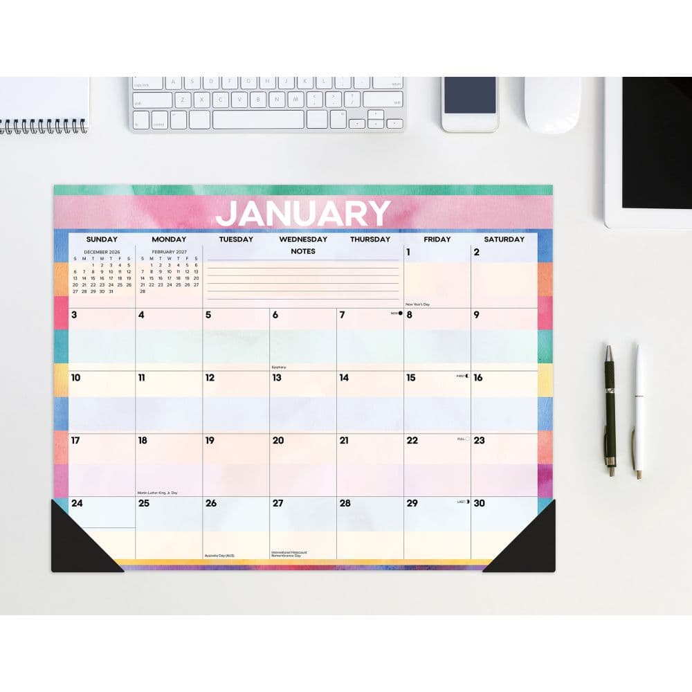 Watercolor Stripes 2027 Desk Pad Main Product Image