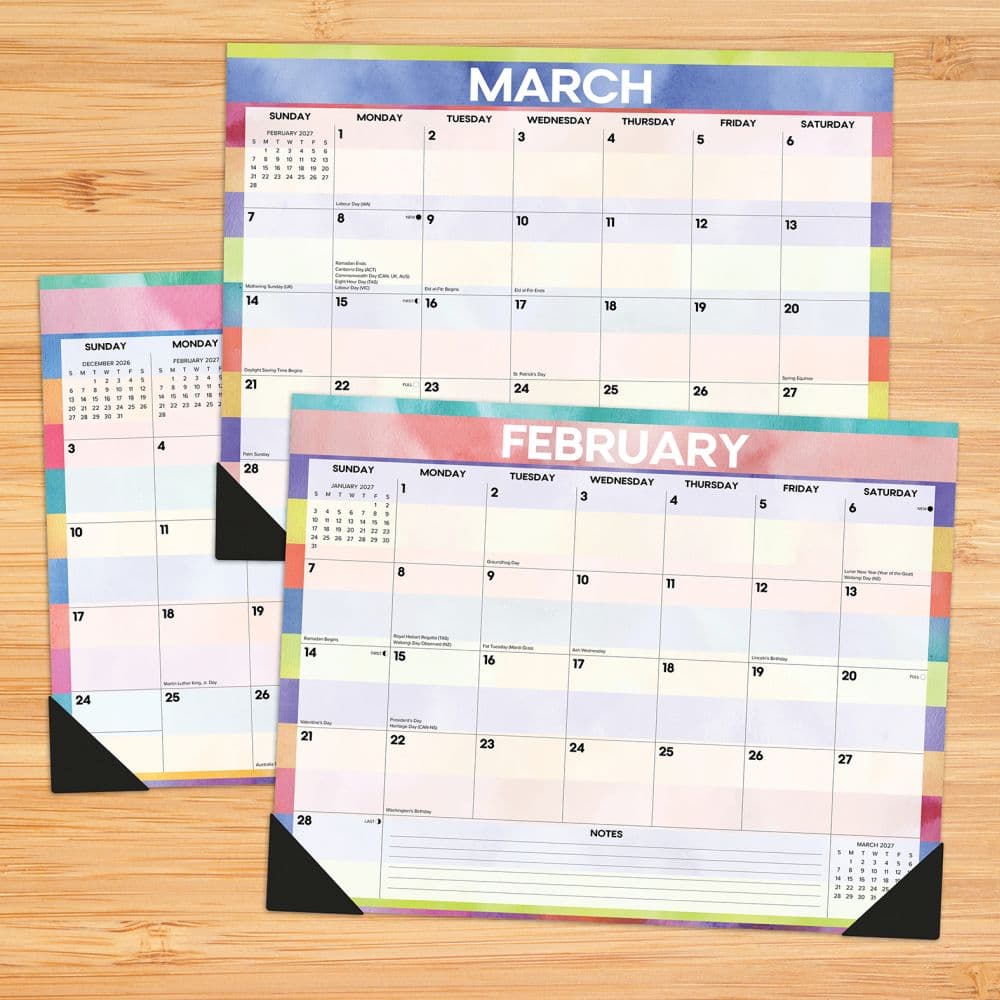 Watercolor Stripes 2027 Desk Pad First Alternate Image