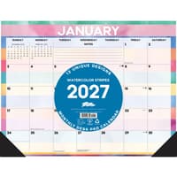 image Watercolor Stripes 2027 Desk Pad Second Alternate Image