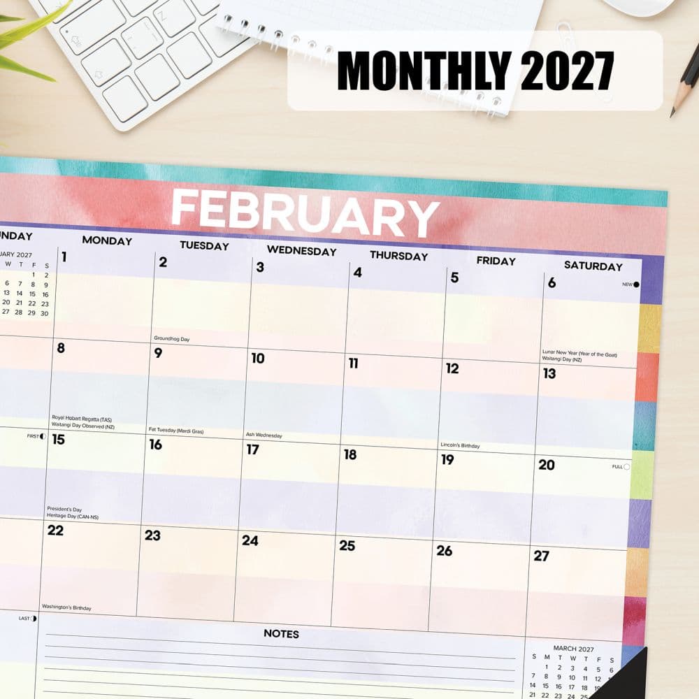 Watercolor Stripes 2027 Desk Pad Third Alternate Image