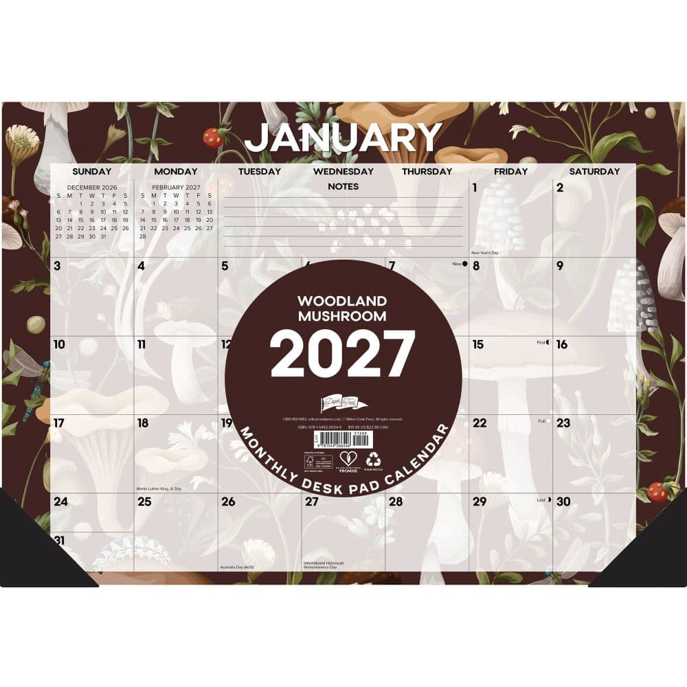 Woodland Mushroom 17x12 2027 Desk Pad Second Alternate Image