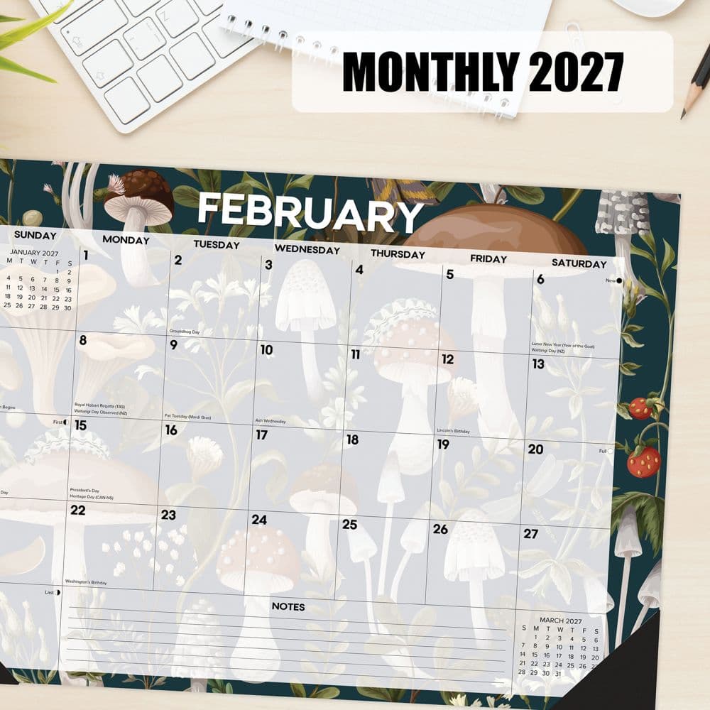 Woodland Mushroom 17x12 2027 Desk Pad Third Alternate Image