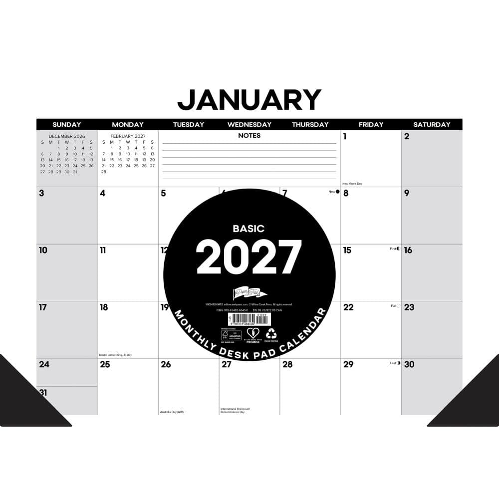 image Basic 17x12 2027 Small Desk Pad Second Alternate Image