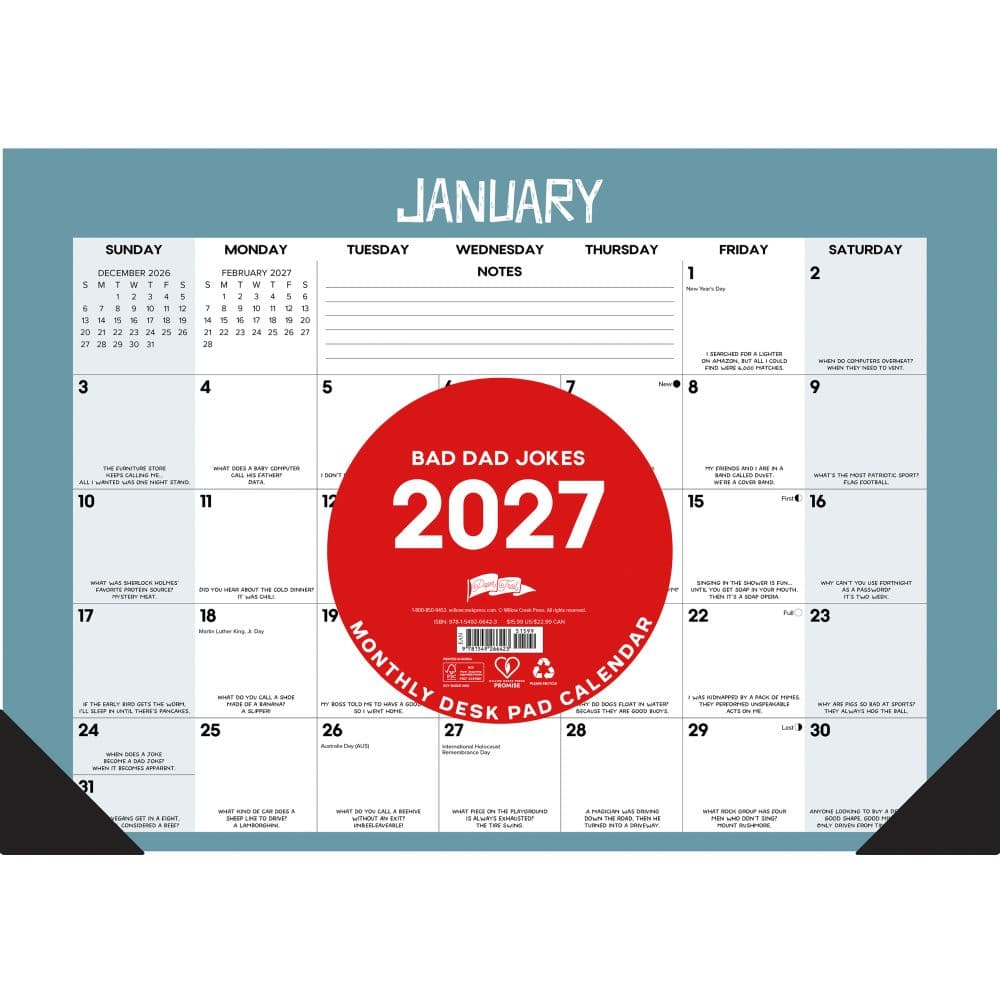 image Bad Dad Jokes 17x12 2027 Small Desk Pad Second Alternate Image