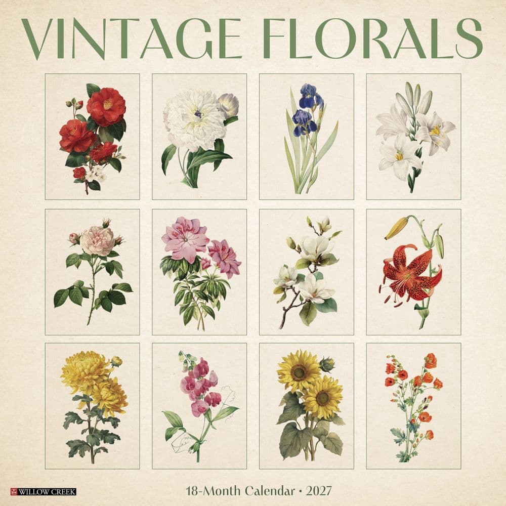 Vintage Florals 2027 Wall Calendar Main Product Image
