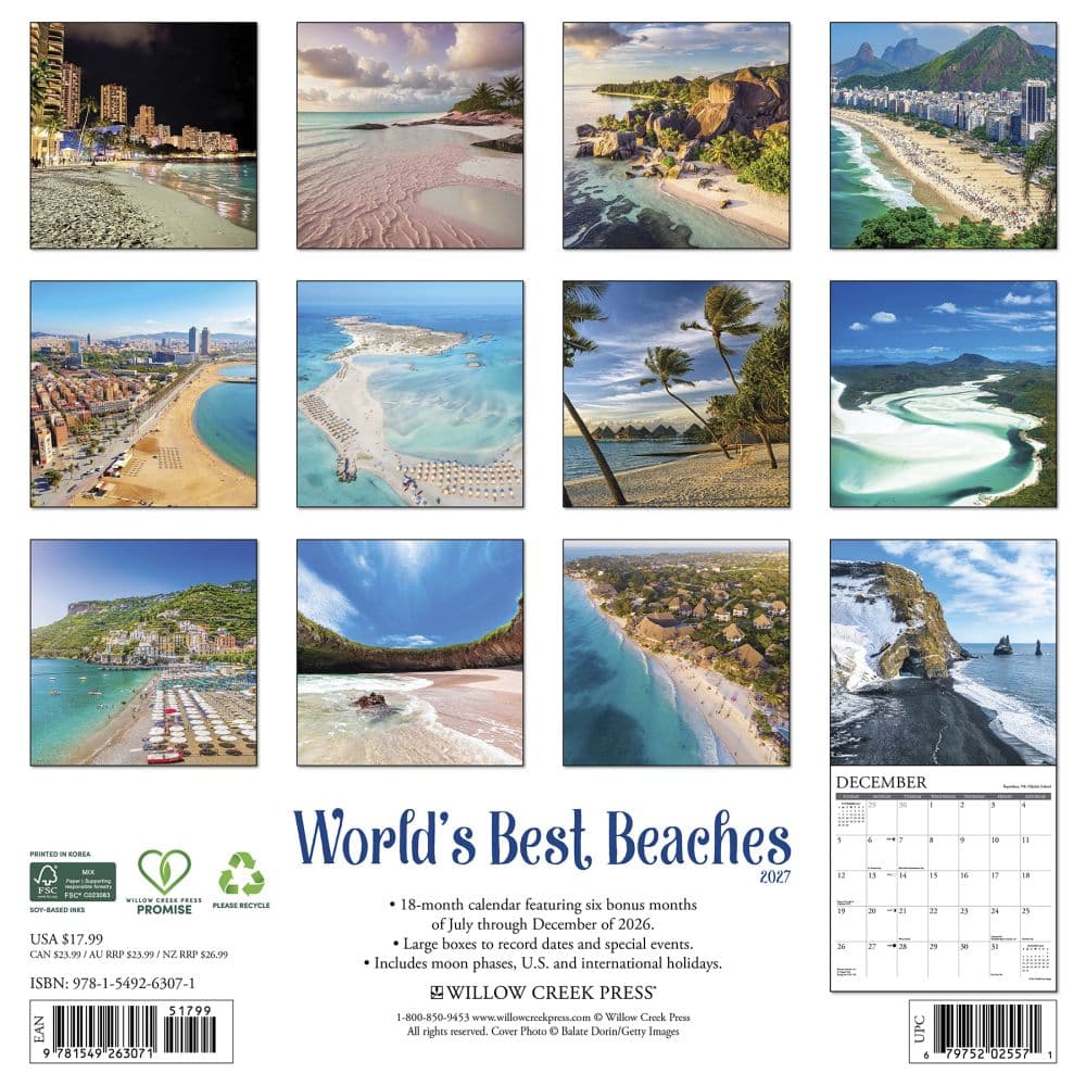 Worlds Best Beaches 2027 Wall Calendar First Alternate Image