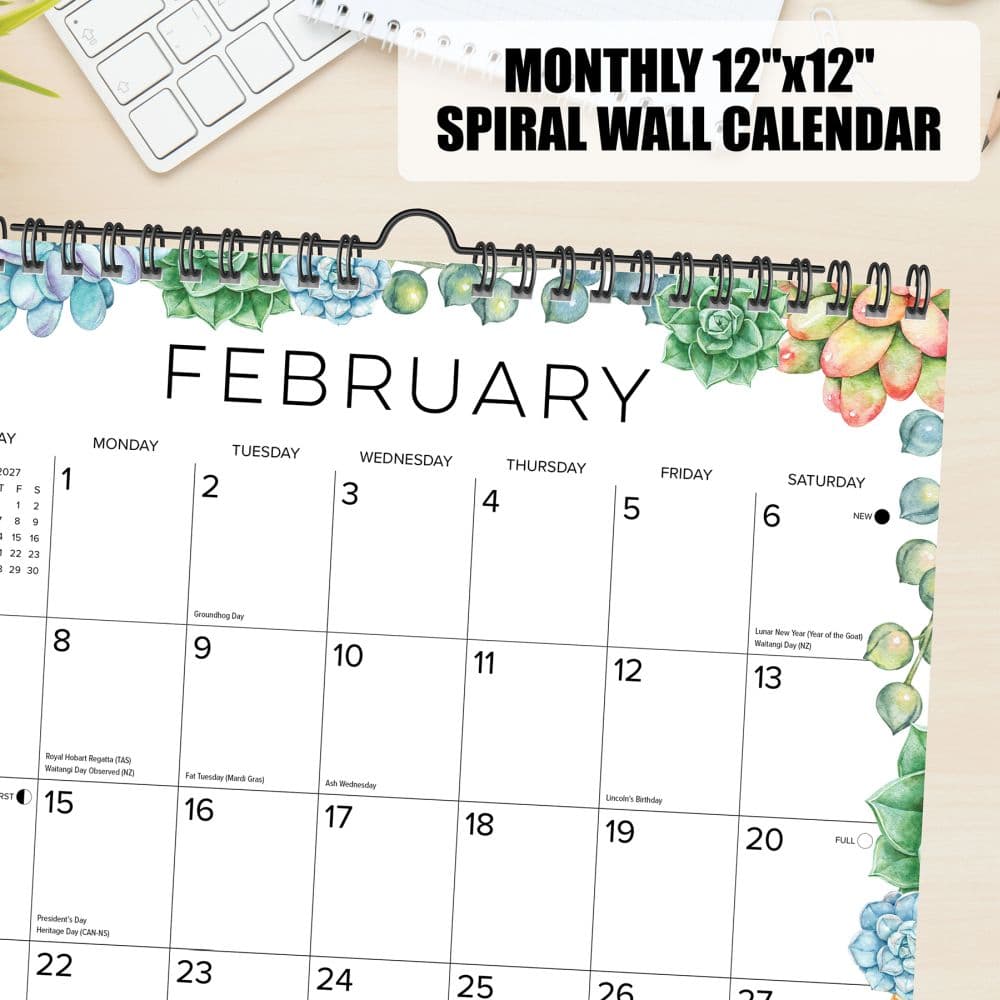 Succulents Spiral Art 2027 Wall Calendar Third Alternate Image