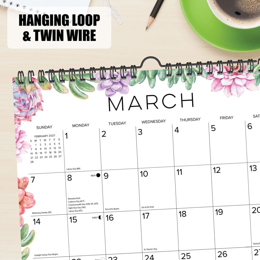 Succulents Spiral Art 2027 Wall Calendar Fourth Alternate Image