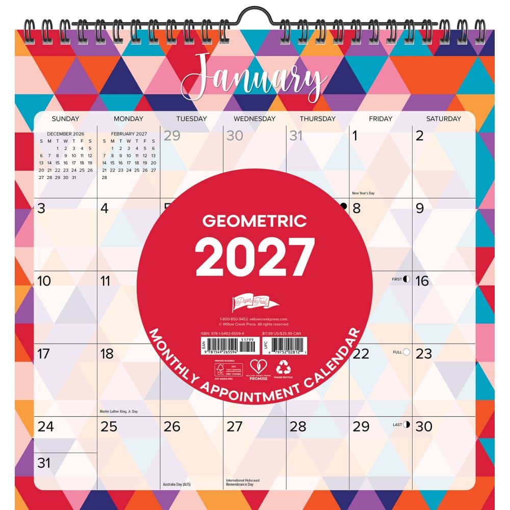 Geometric Spiral Art 2027 Wall Calendar