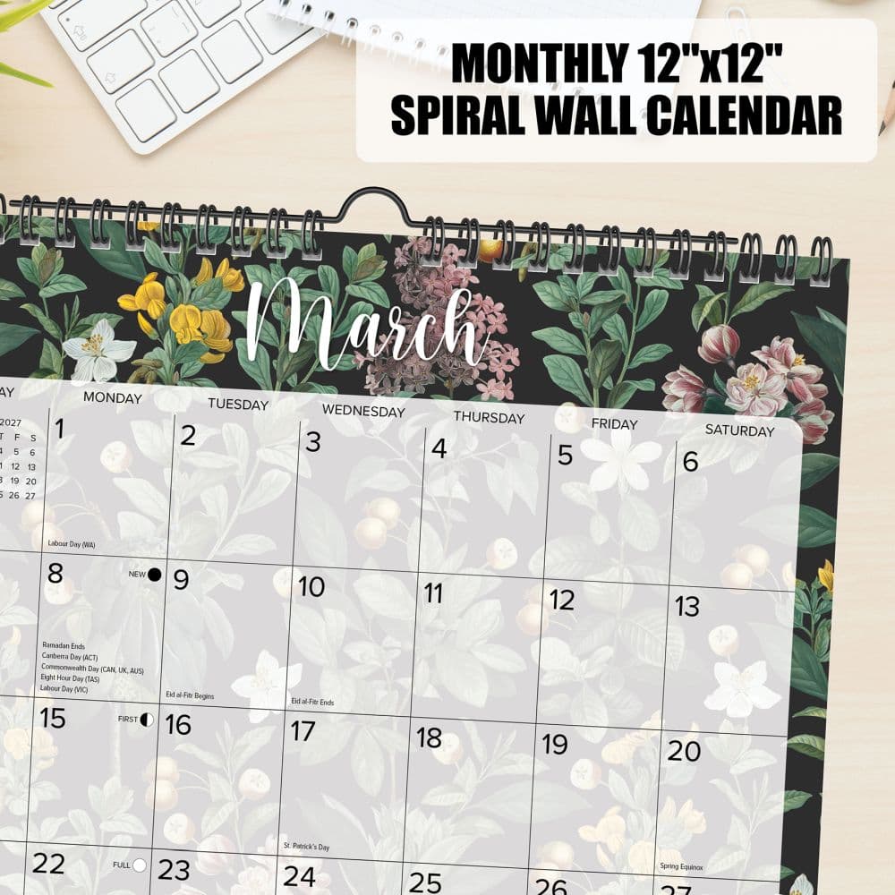 Botanical Nature Spiral Art 2027 Wall Calendar Third Alternate Image