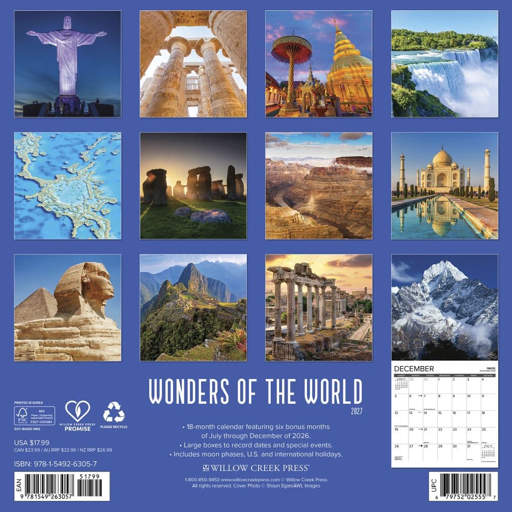 Wonders Of The World 2027 Wall Calendar First Alternate Image