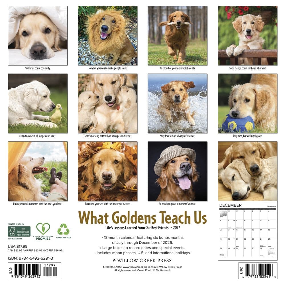 What Goldens Teach Us 2027 Wall Calendar First Alternate Image